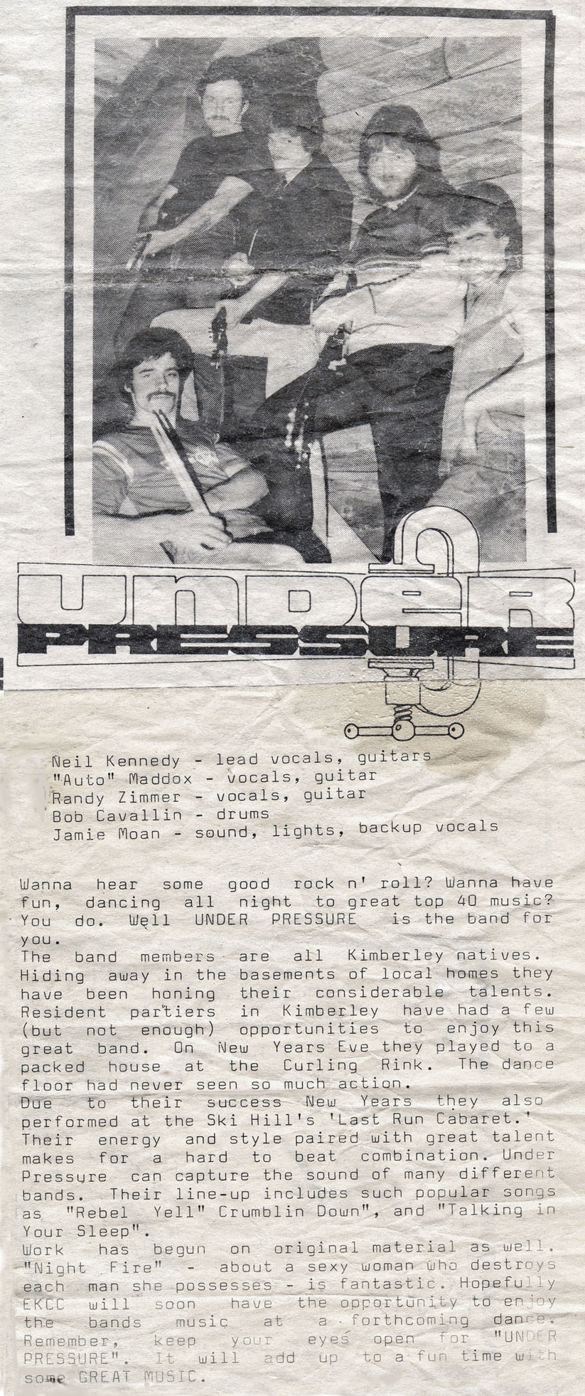 Under Pressure band picture, blurb