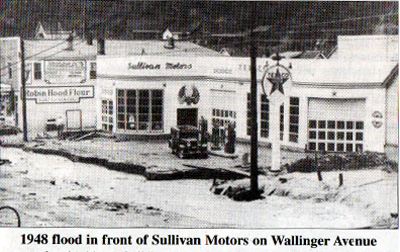 1948 flood in front of Sullivan Motors on Wallinger Avenue